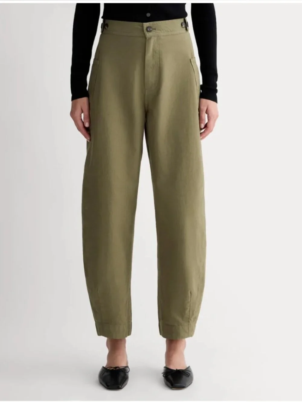 NWT Everlane The Fatigue Barrel Pant, Kalamata, Size 8, 94% Organic and 6% Linen